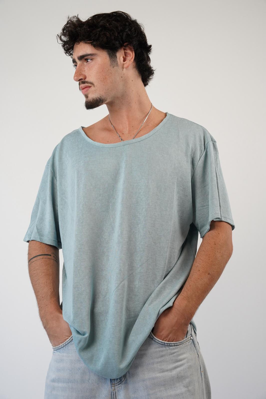 LINEN TEE - TURQUOISE