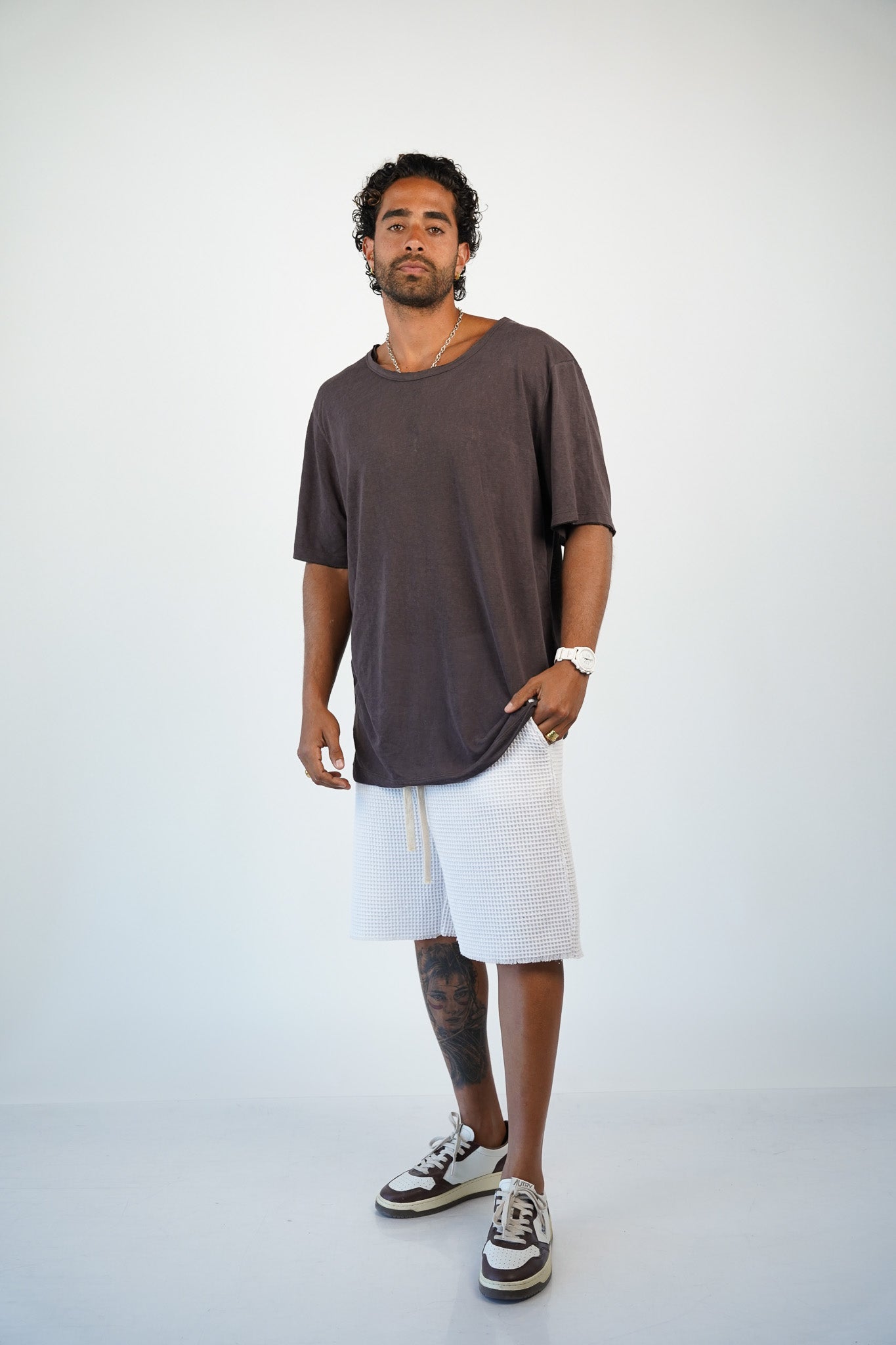 LINEN TEE - BROWN