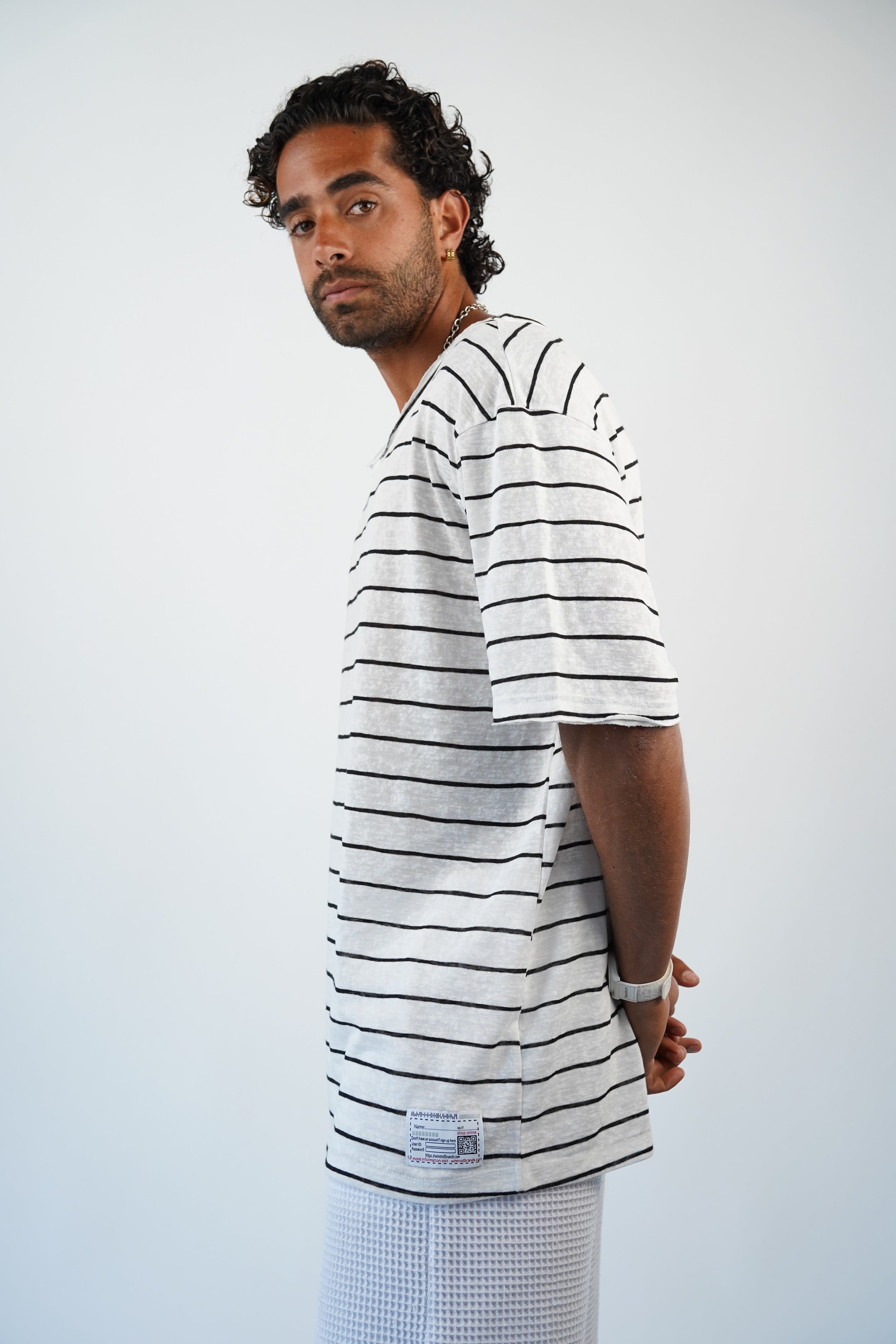 LINEN TEE - BLACK & WHITE