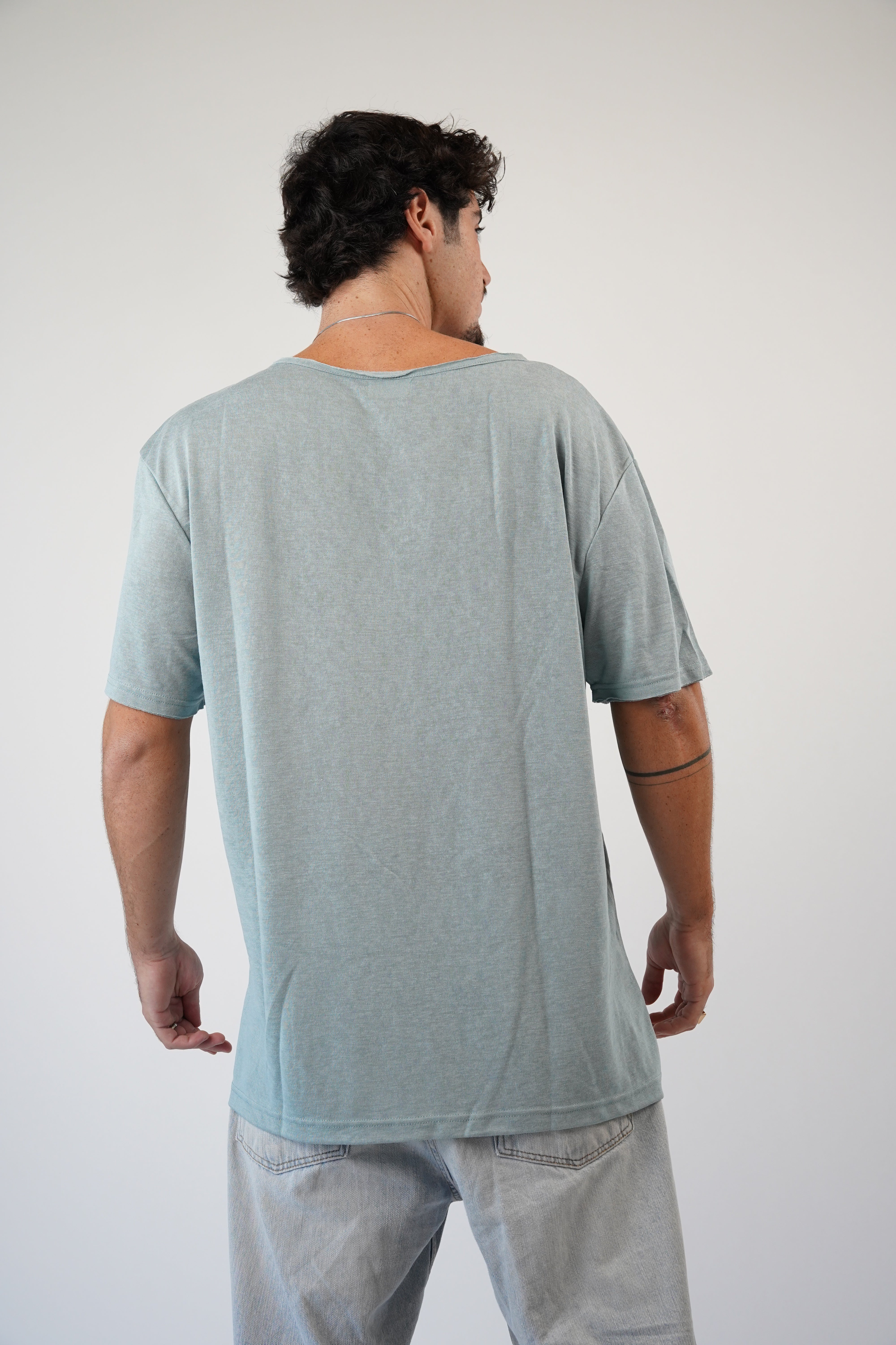 LINEN TEE - TURQUOISE
