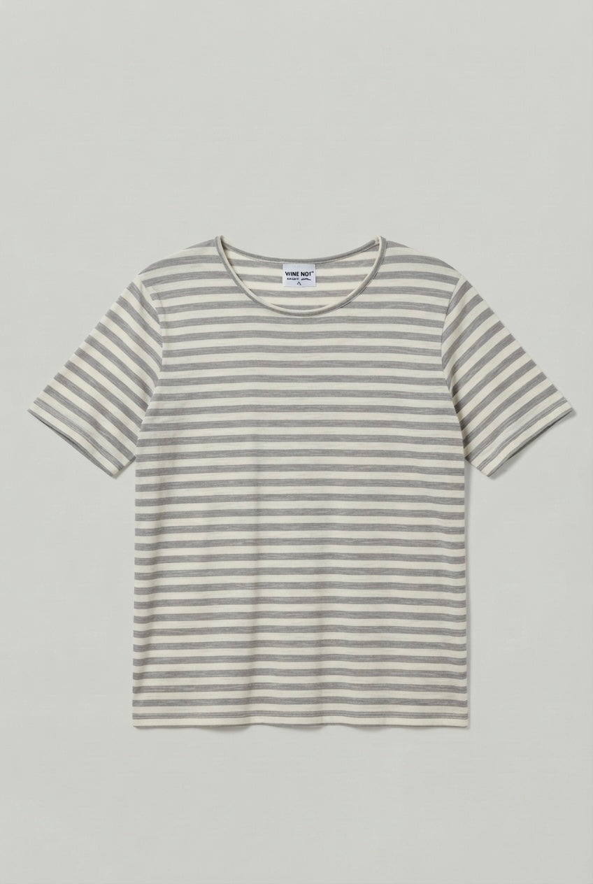 LINEN TEE - GRAY & WHITE