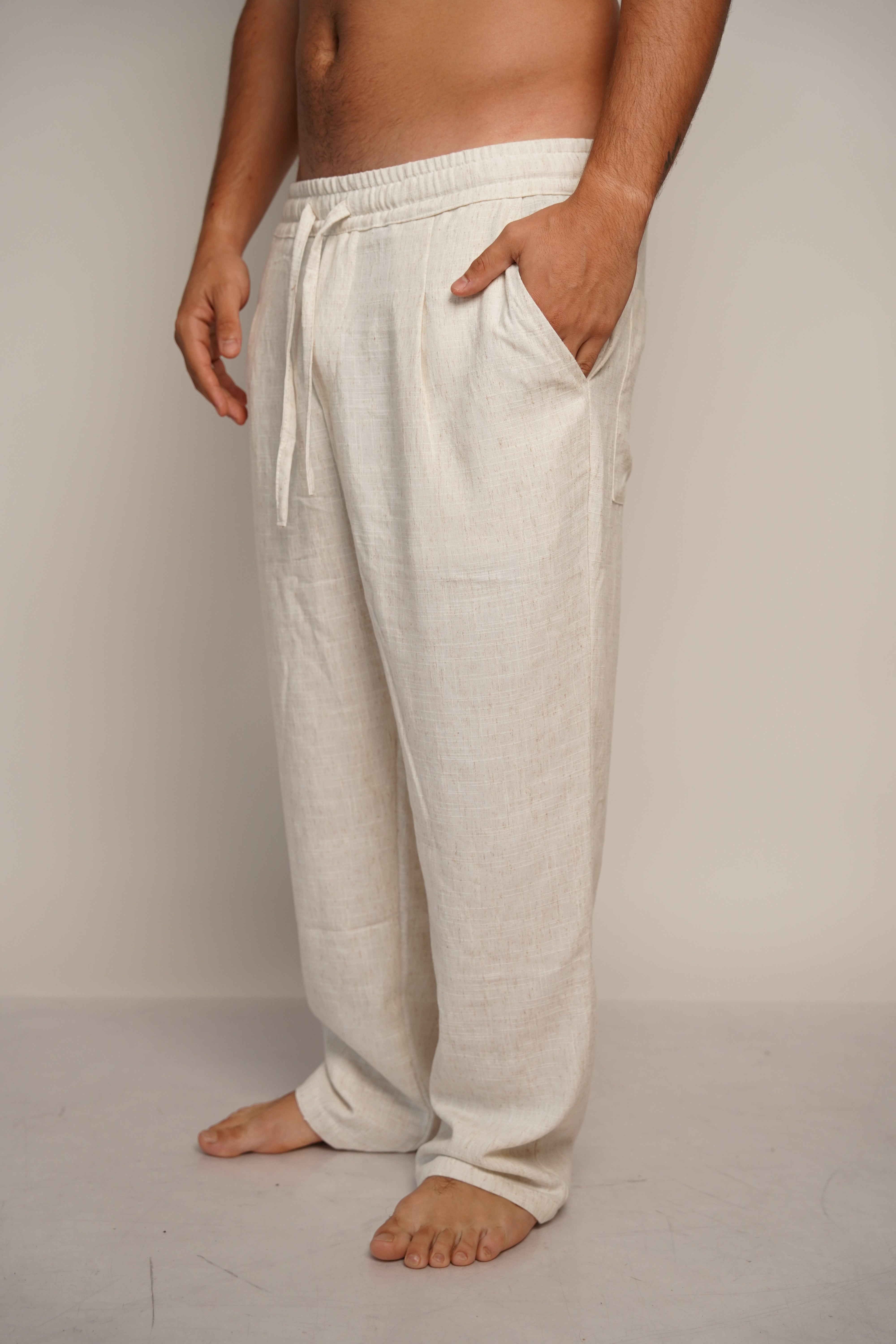 LINEN TROUSERS - WHITE