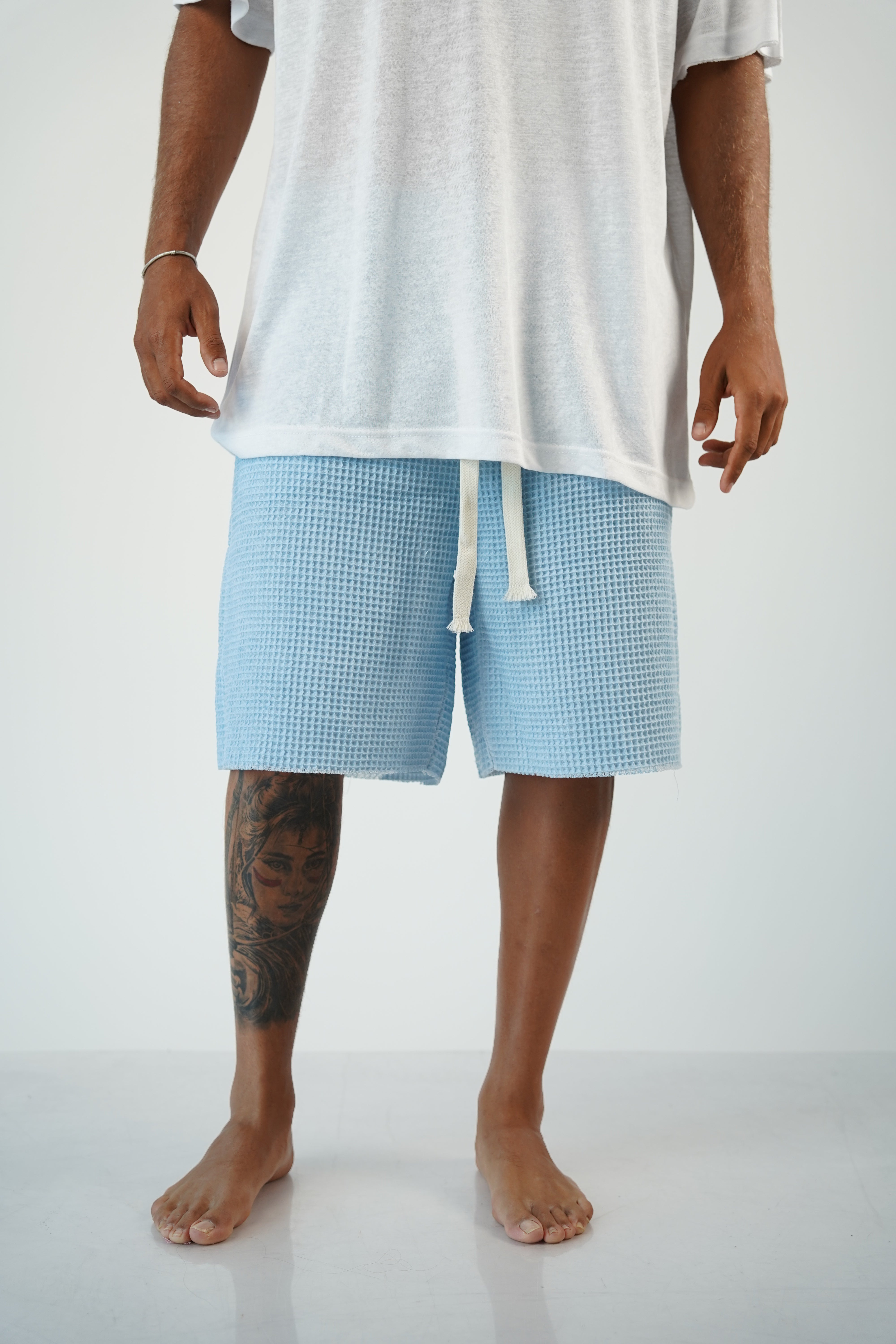 WAFFLE SHORTS - LIGHT BLUE