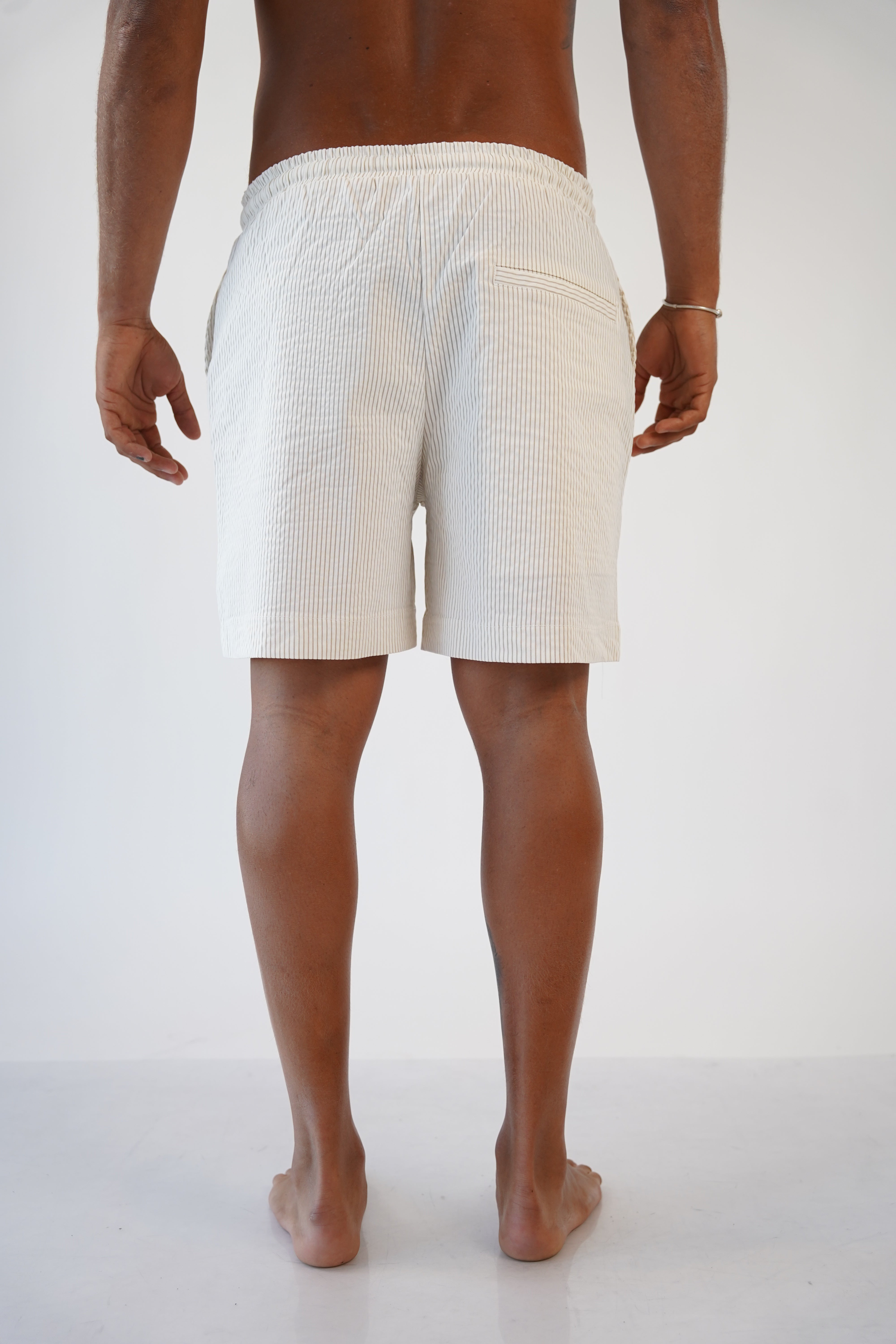 STRIPED SHORTS - BEIGE & WHITE