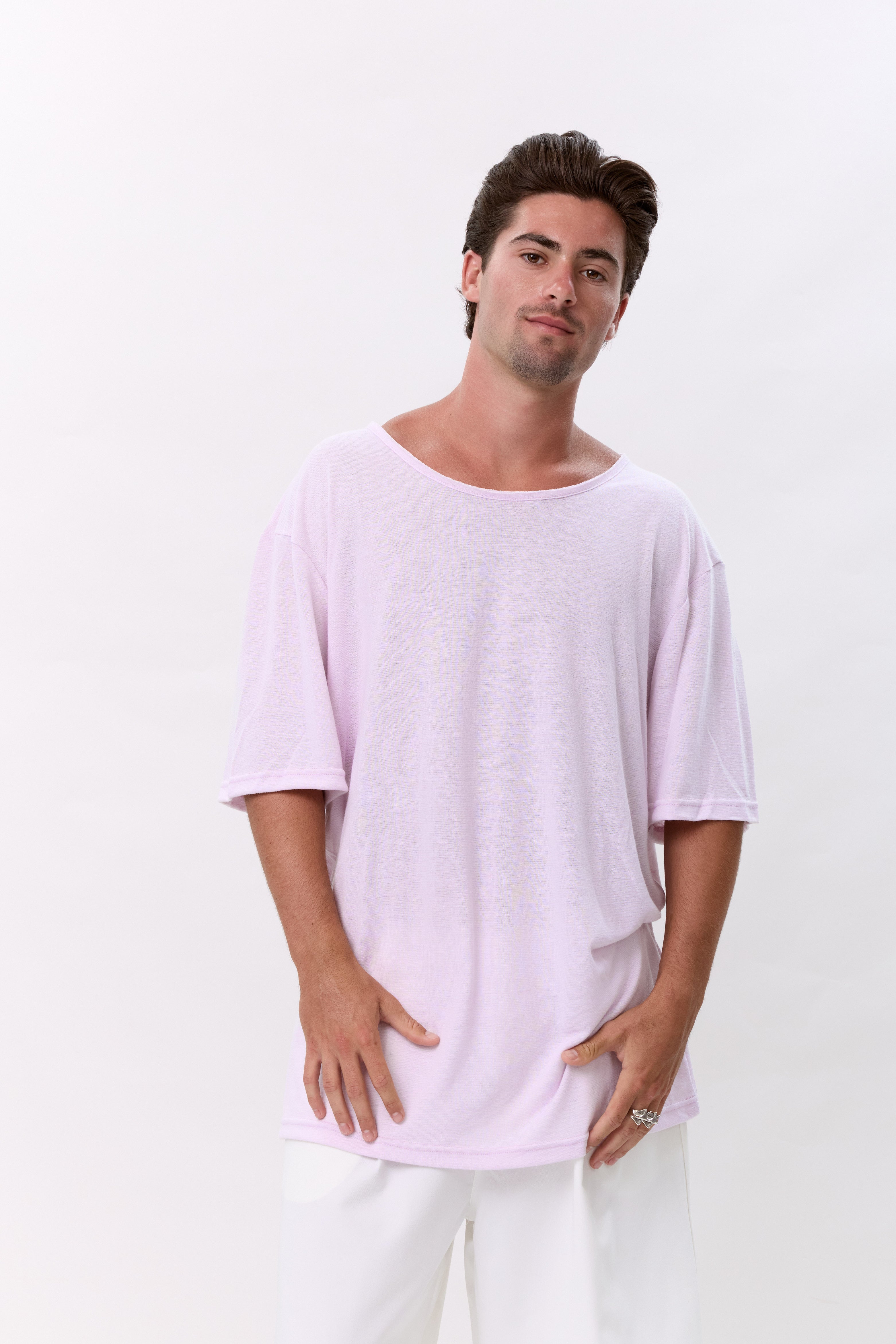 LINEN TEE - BABY PINK
