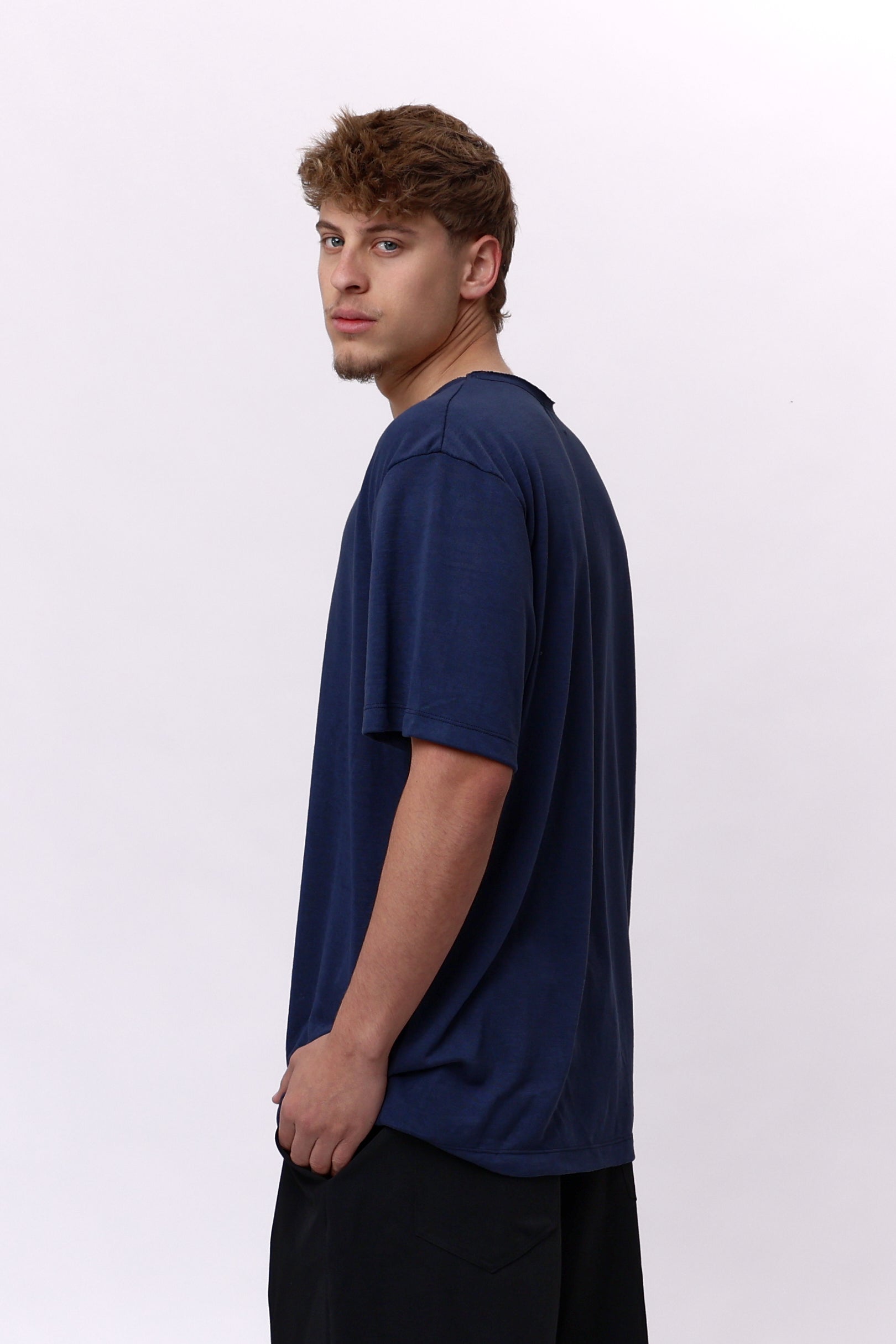 LINEN TEE - NAVY BLUE