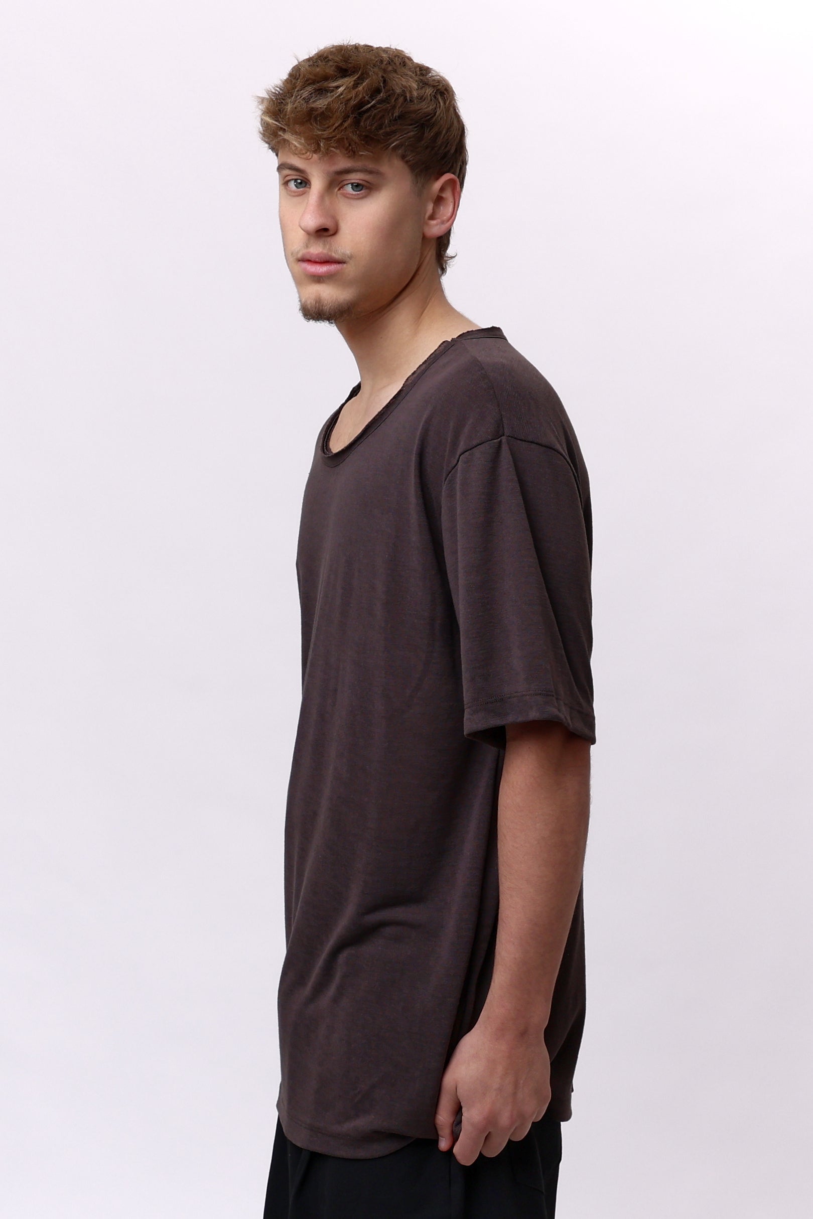LINEN TEE - BROWN