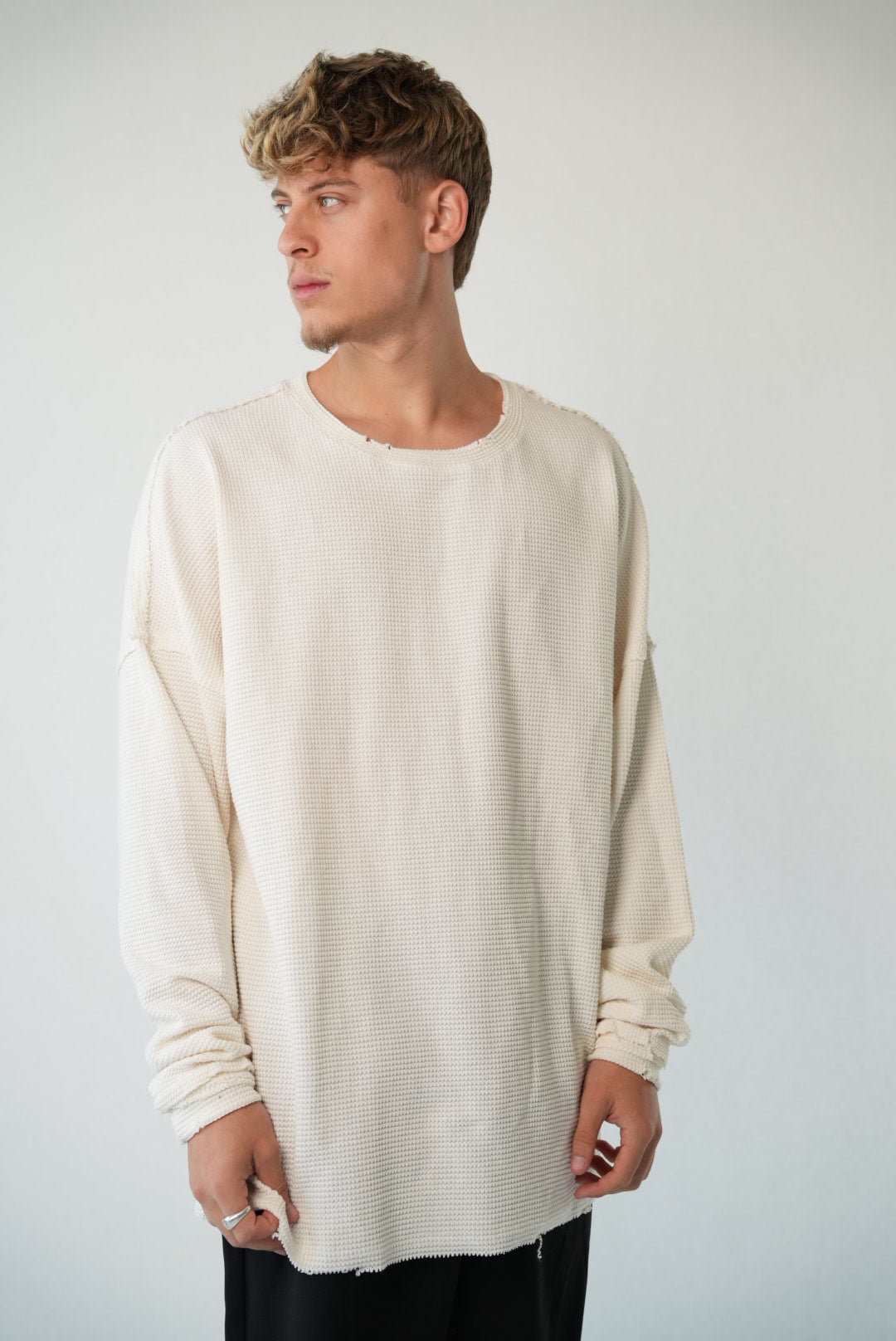 WAFFLE SWEAT - WHITE