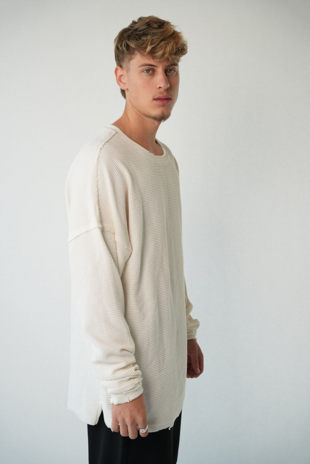 WAFFLE SWEAT - WHITE