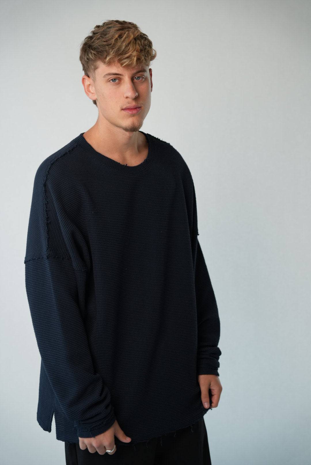 WAFFLE SWEAT - NAVY