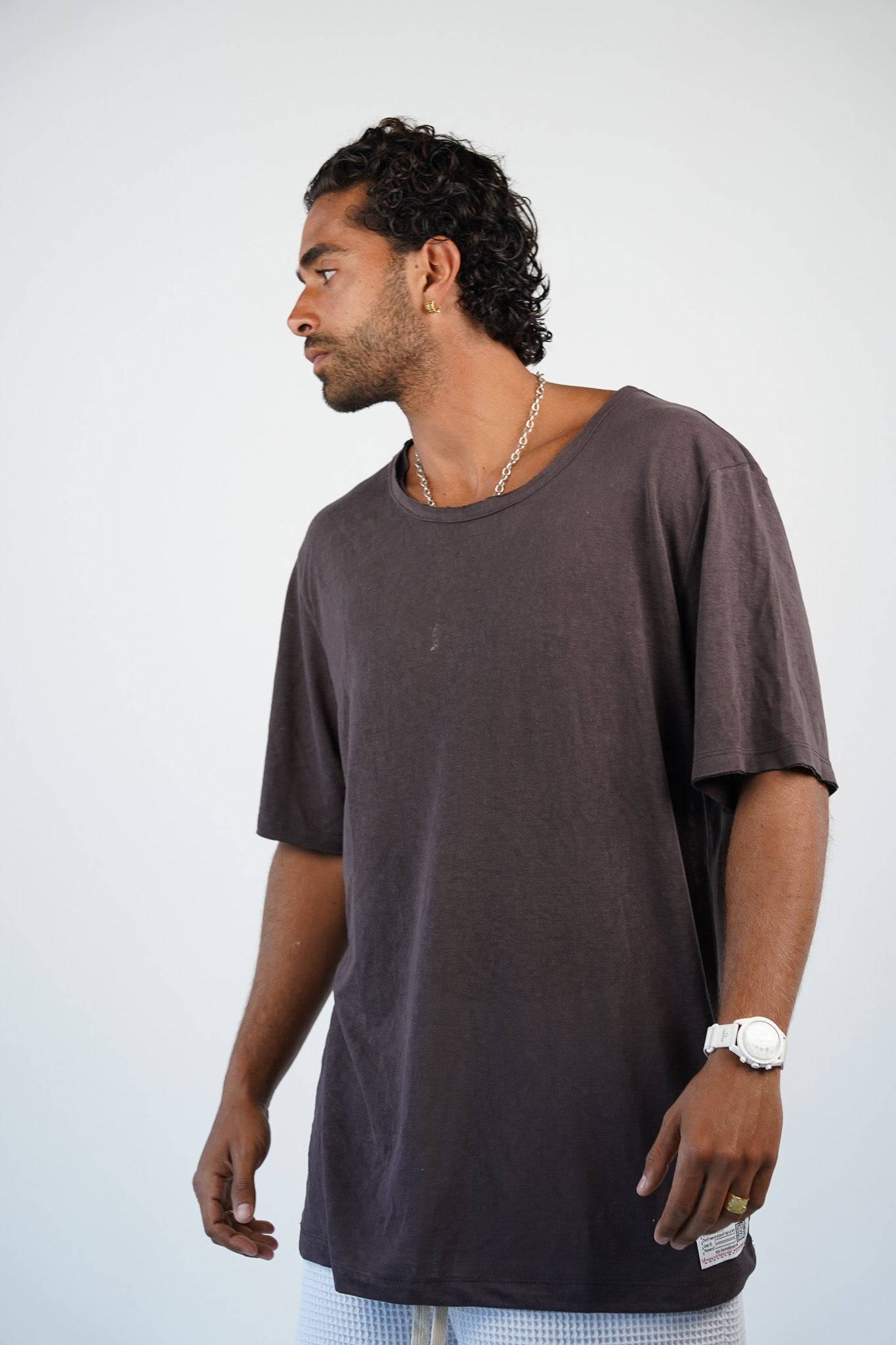 LINEN TEE - BROWN