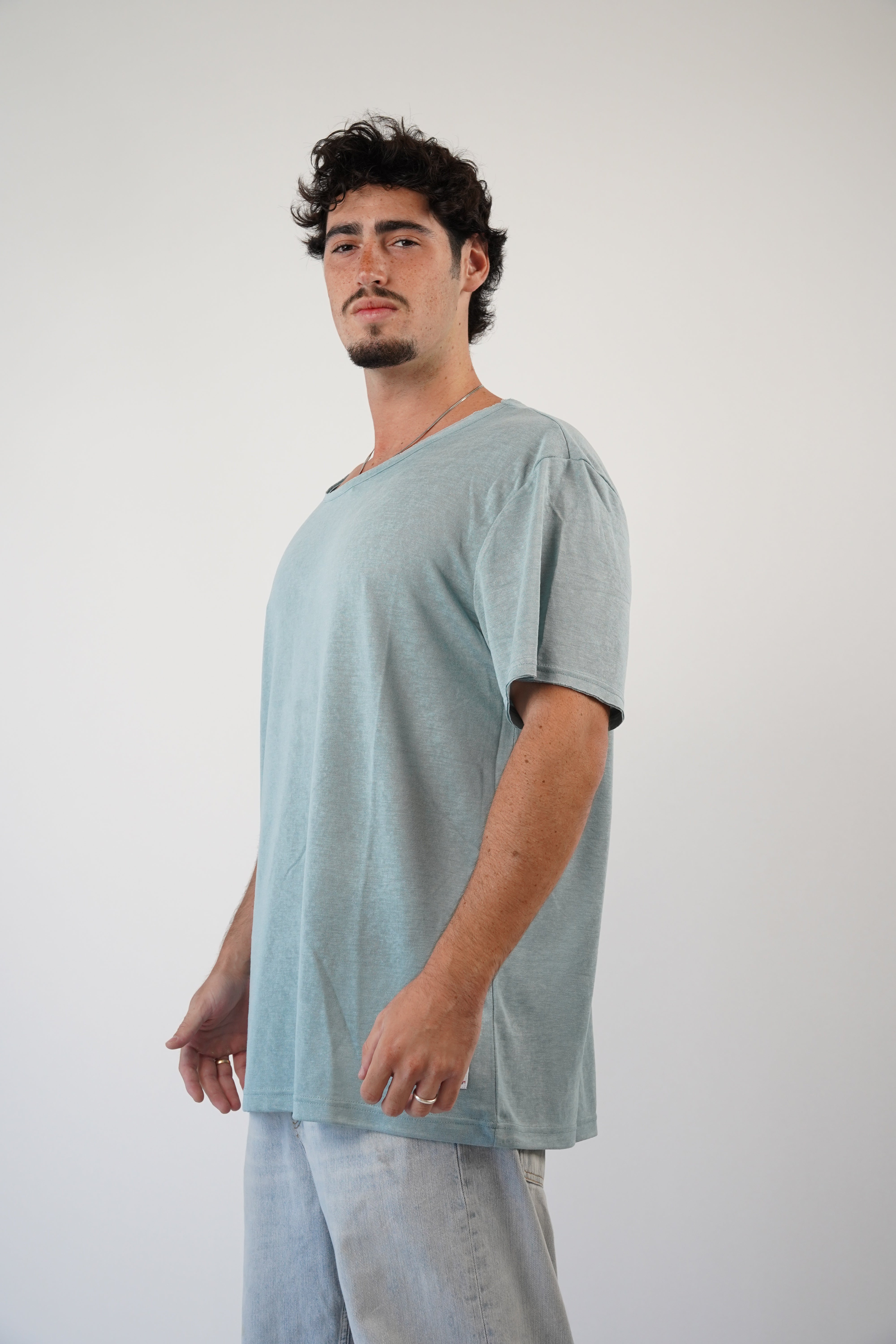 LINEN TEE - TURQUOISE