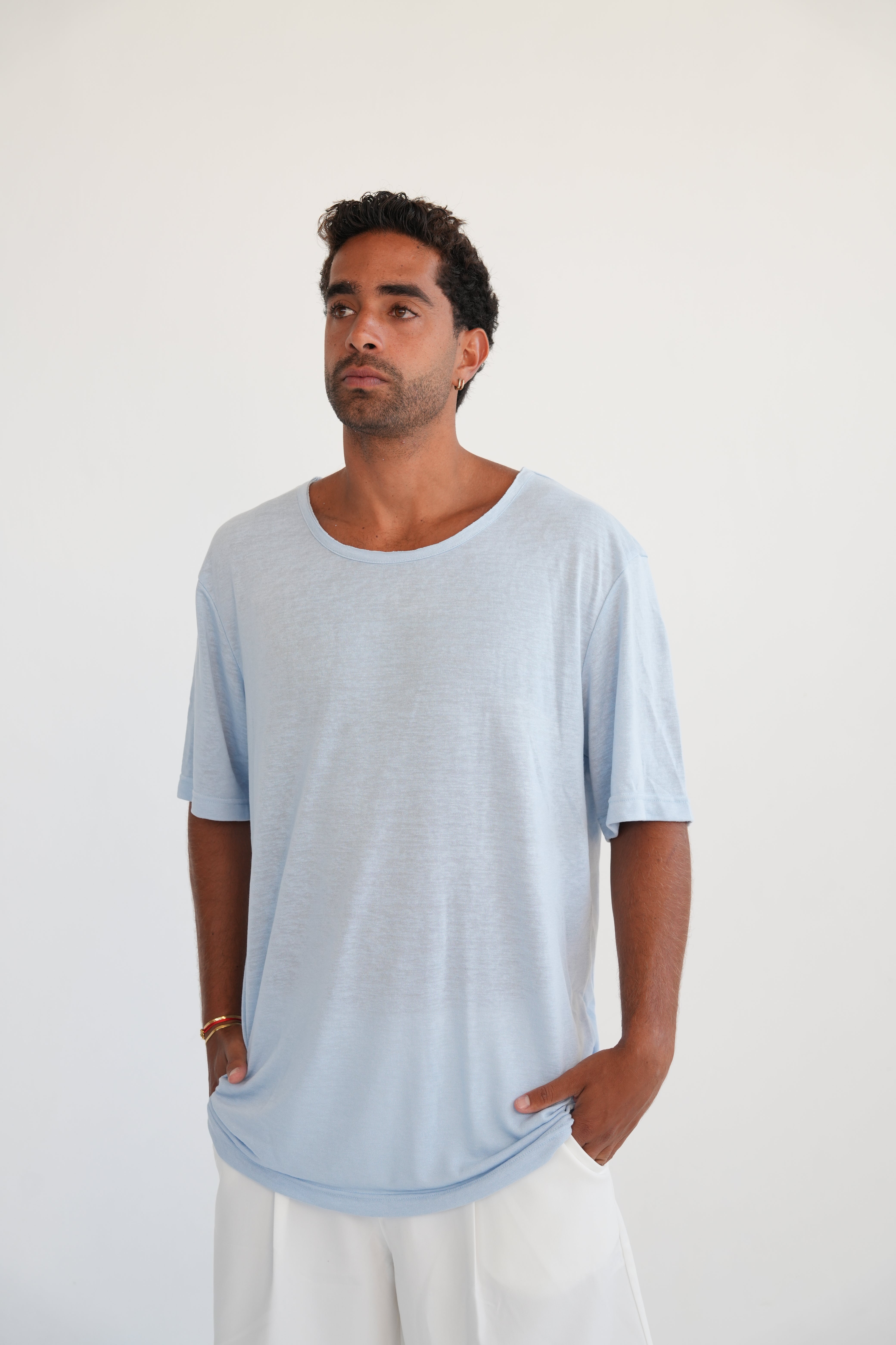 LINEN TEE - LIGHT BLUE