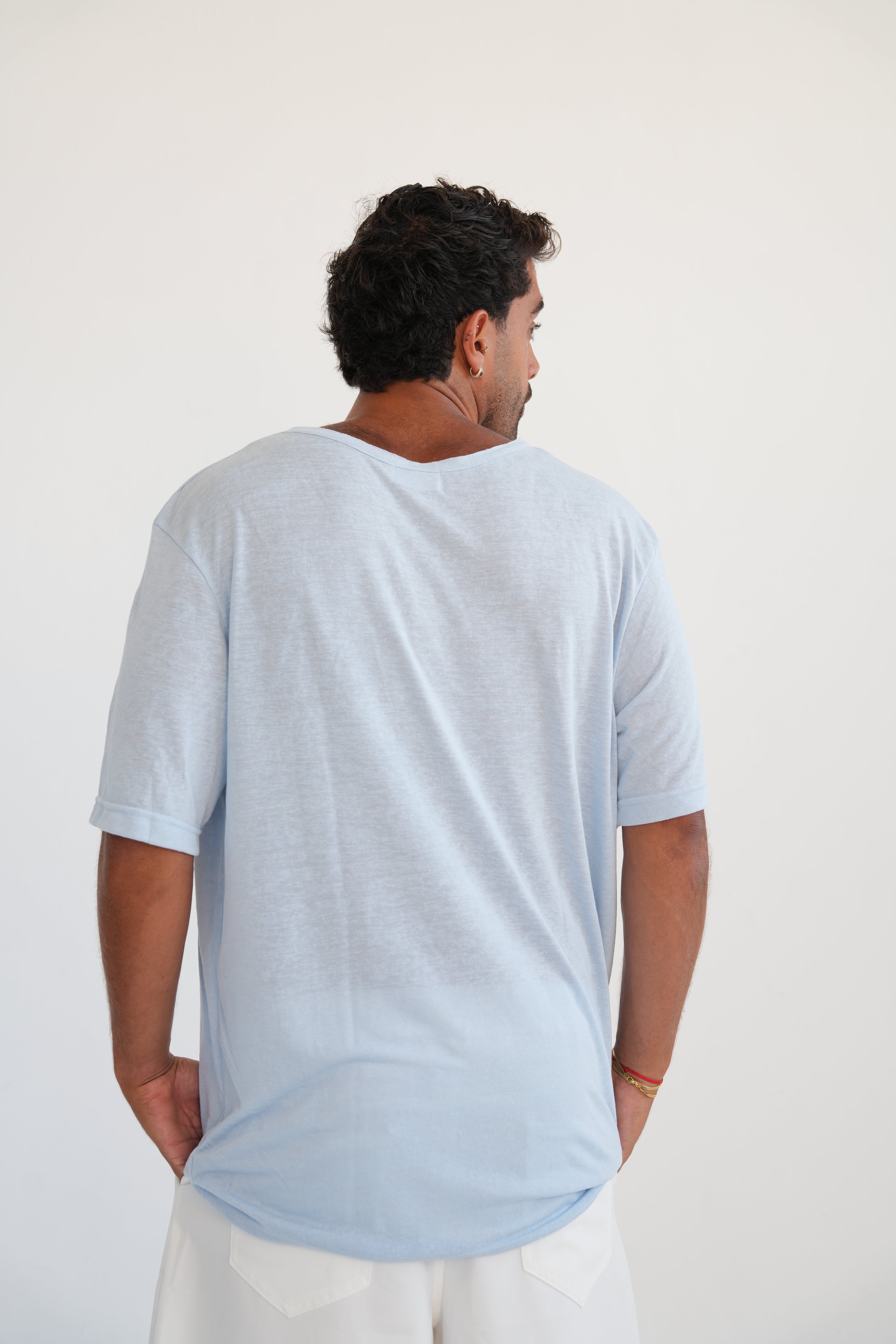LINEN TEE - LIGHT BLUE