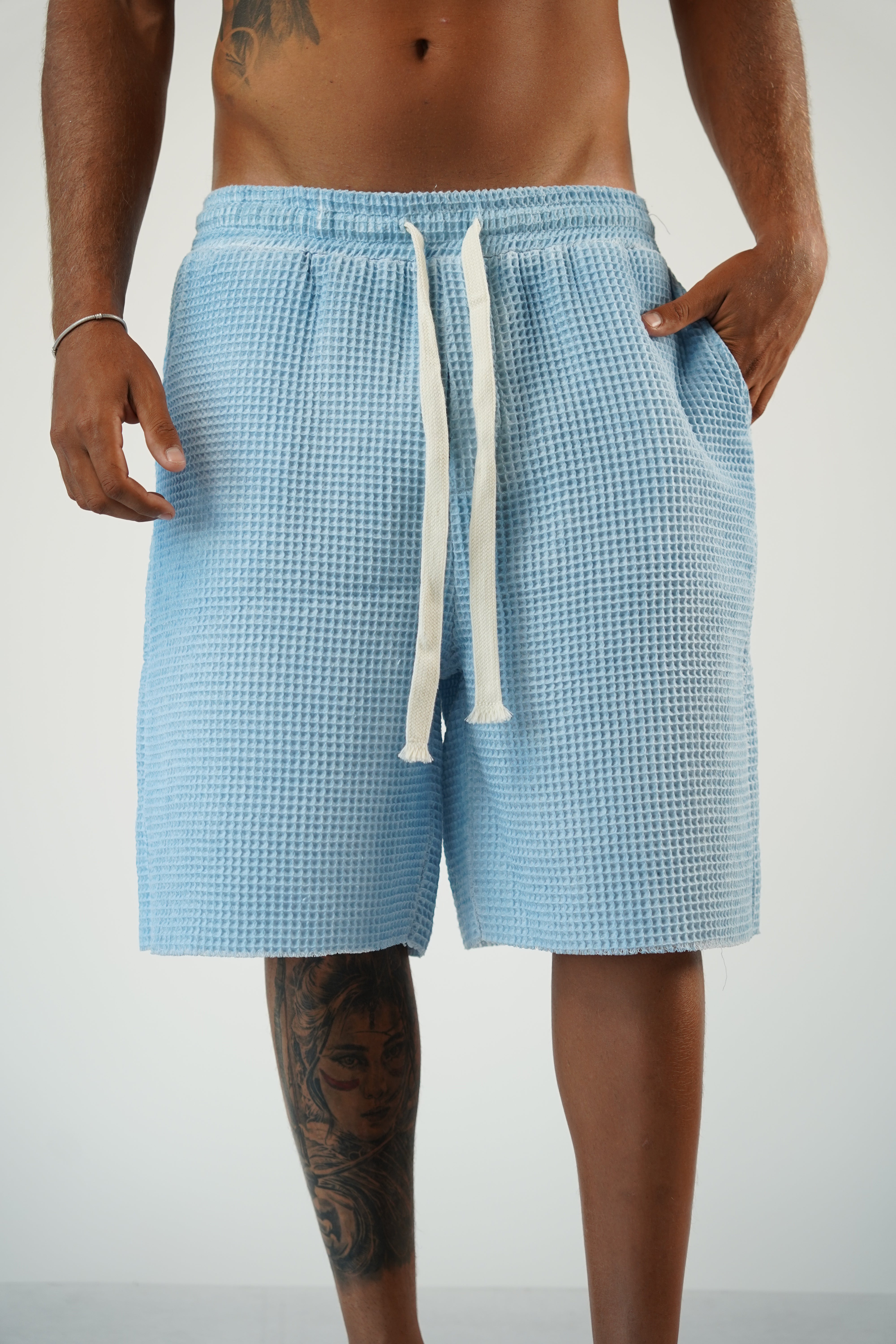 WAFFLE SHORTS - LIGHT BLUE