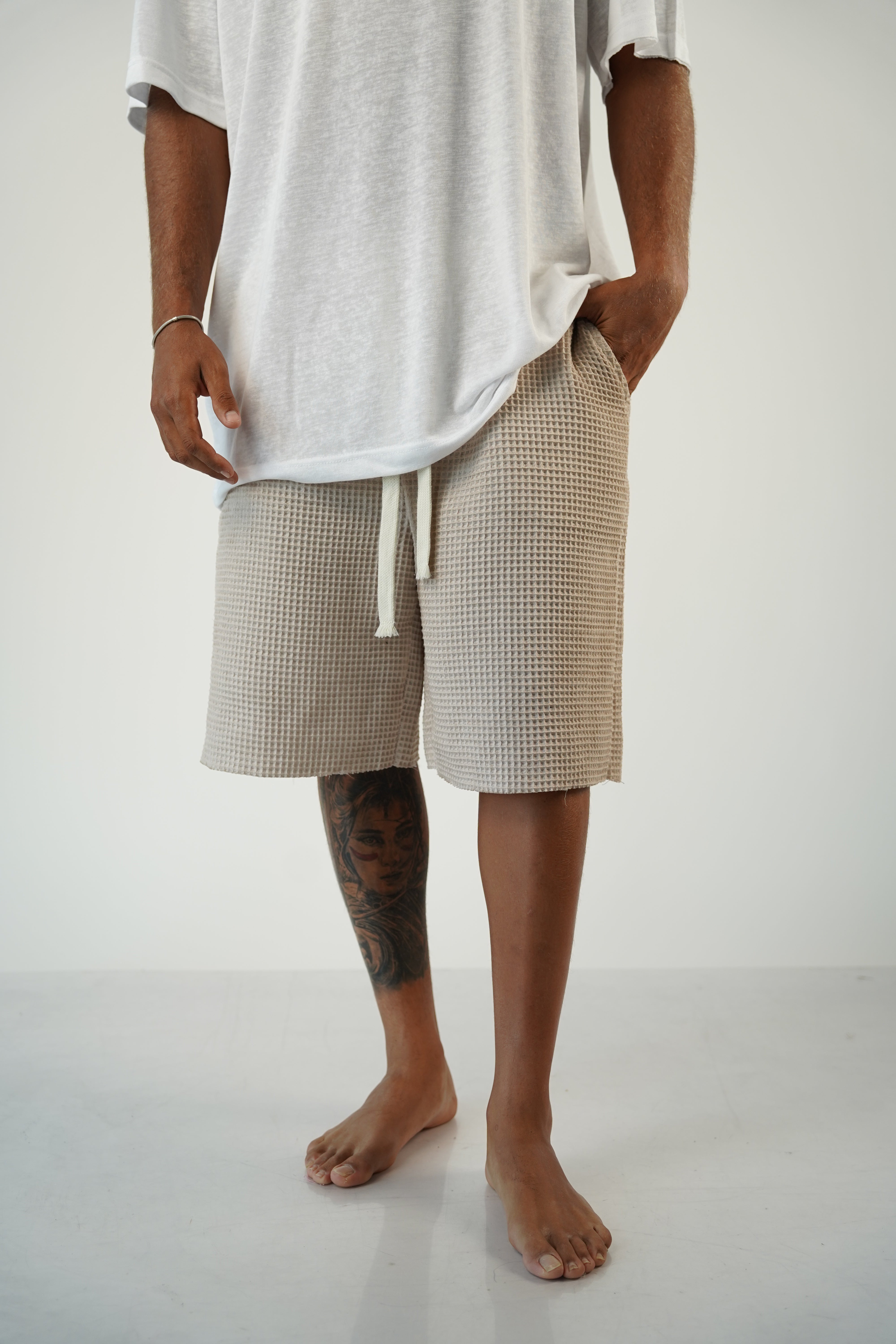 WAFFLE SHORTS - BEIGE