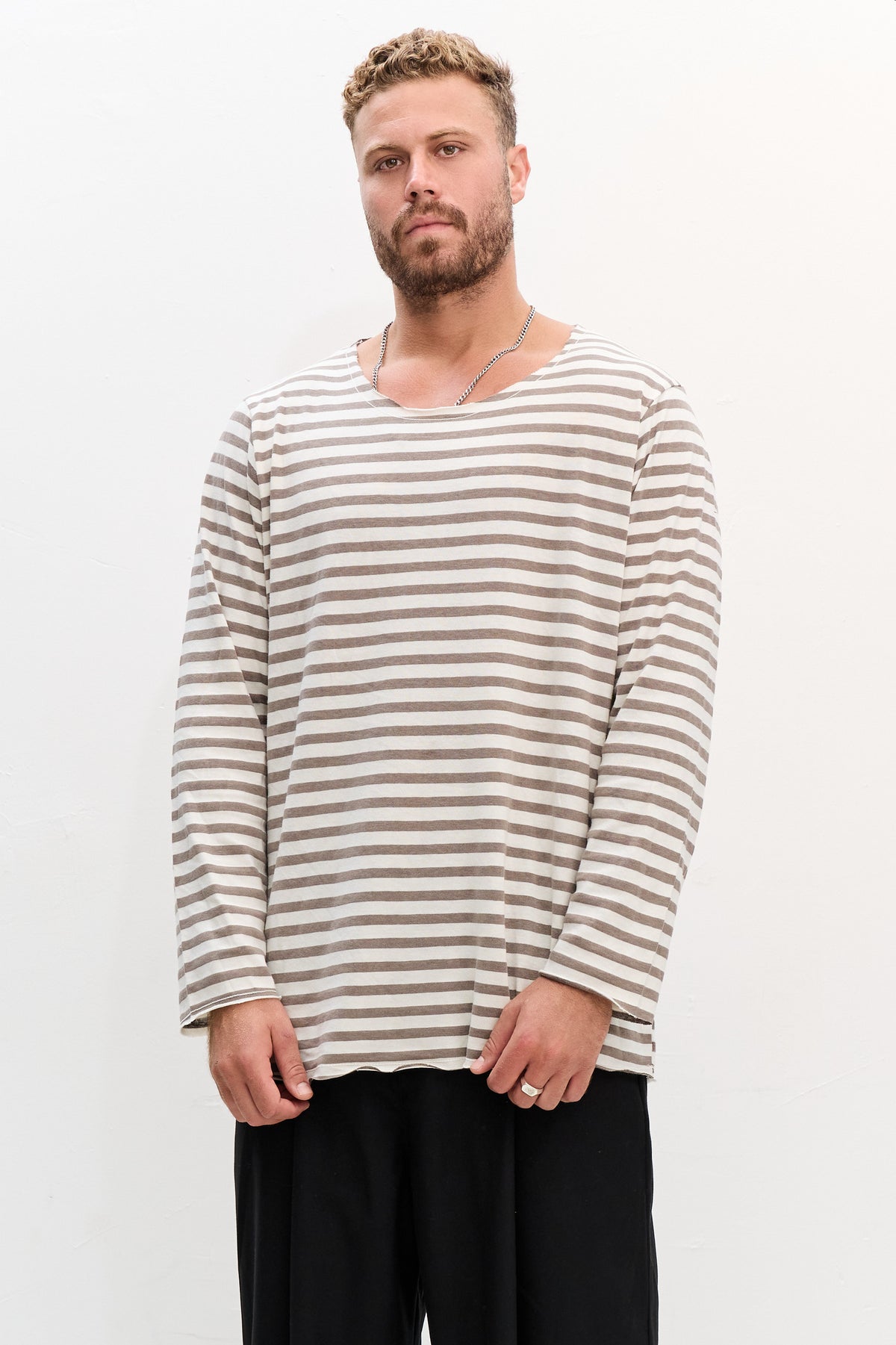 LINEN LONG - GRAY & WHITE