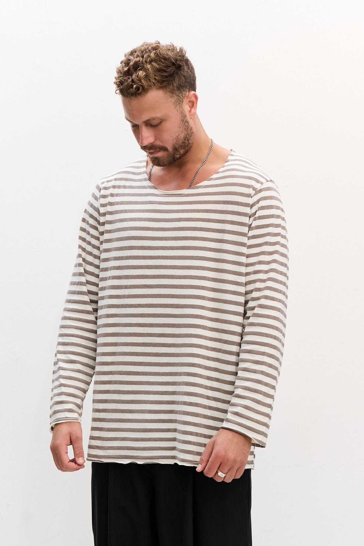 LINEN LONG - GRAY & WHITE