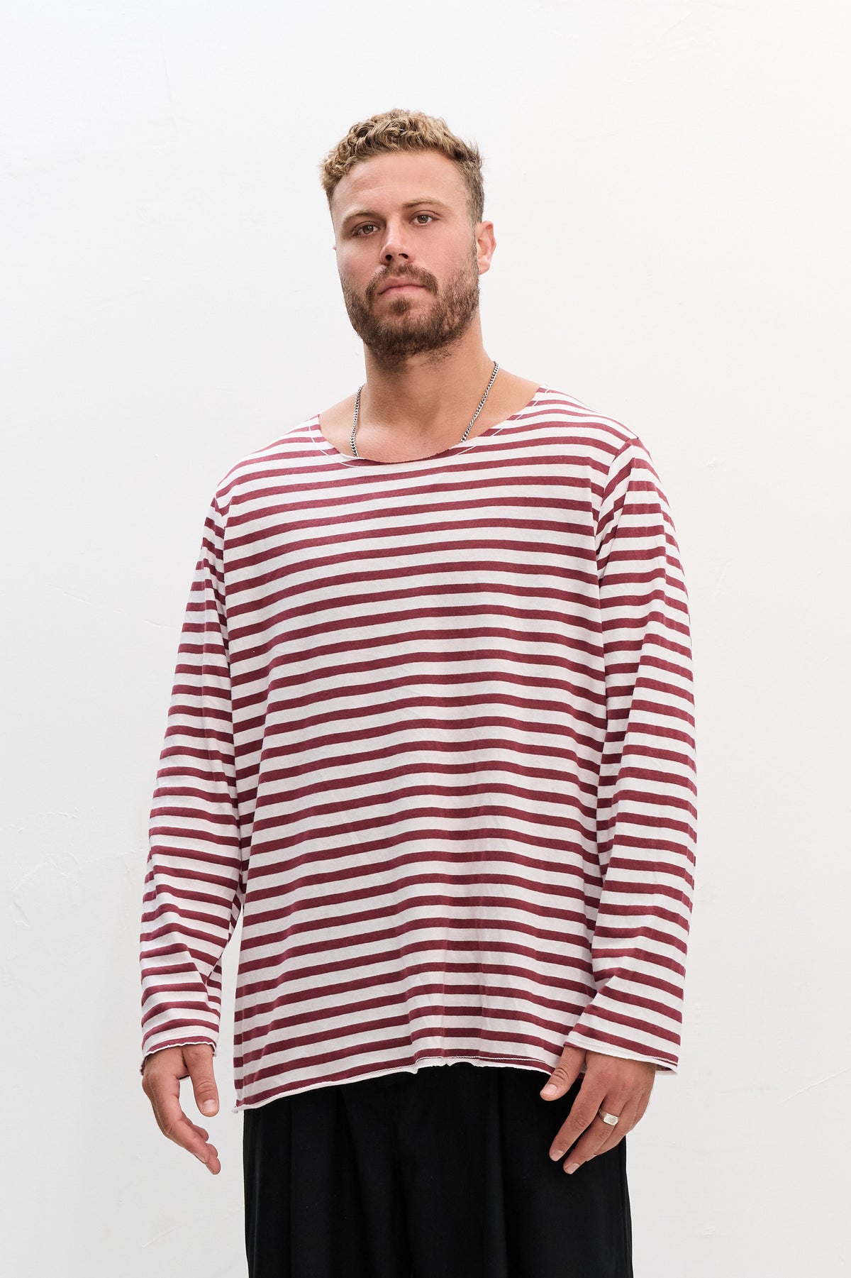 LINEN LONG - BORDEAUX & WHITE