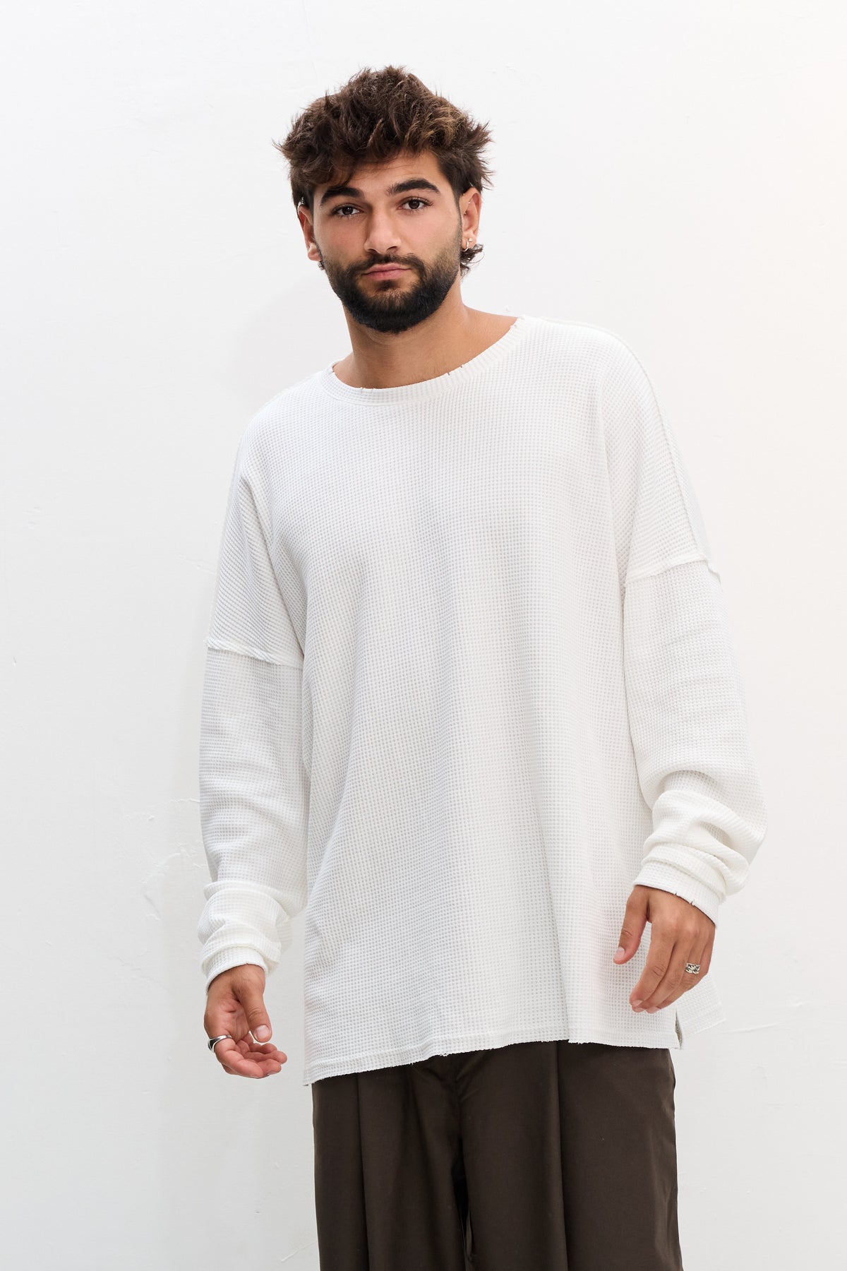 WAFFLE SWEAT - WHITE