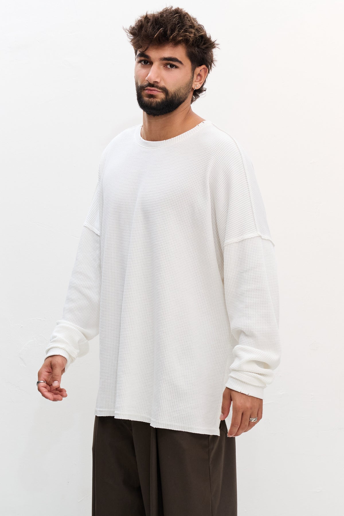 WAFFLE SWEAT - WHITE