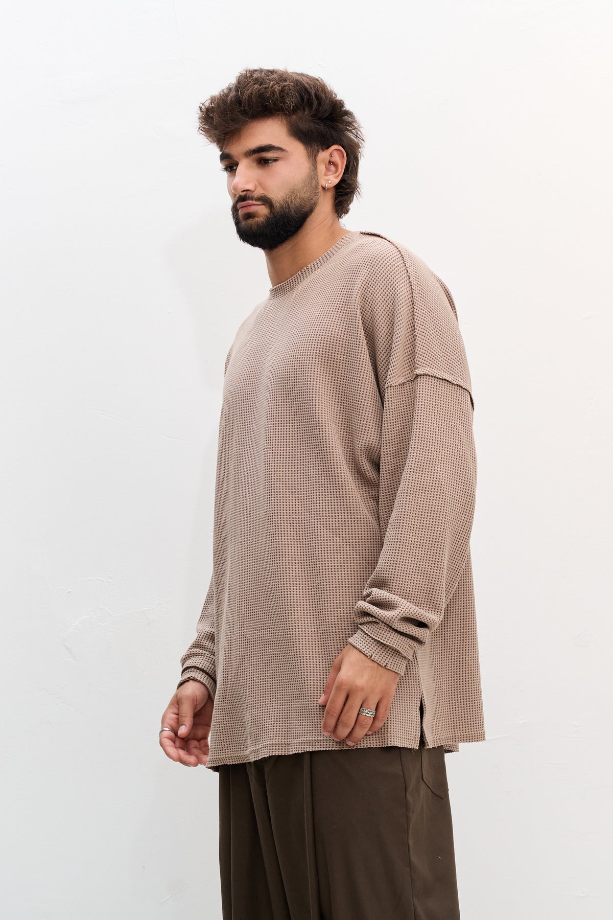 WAFFLE SWEAT - LIGHT BROWN