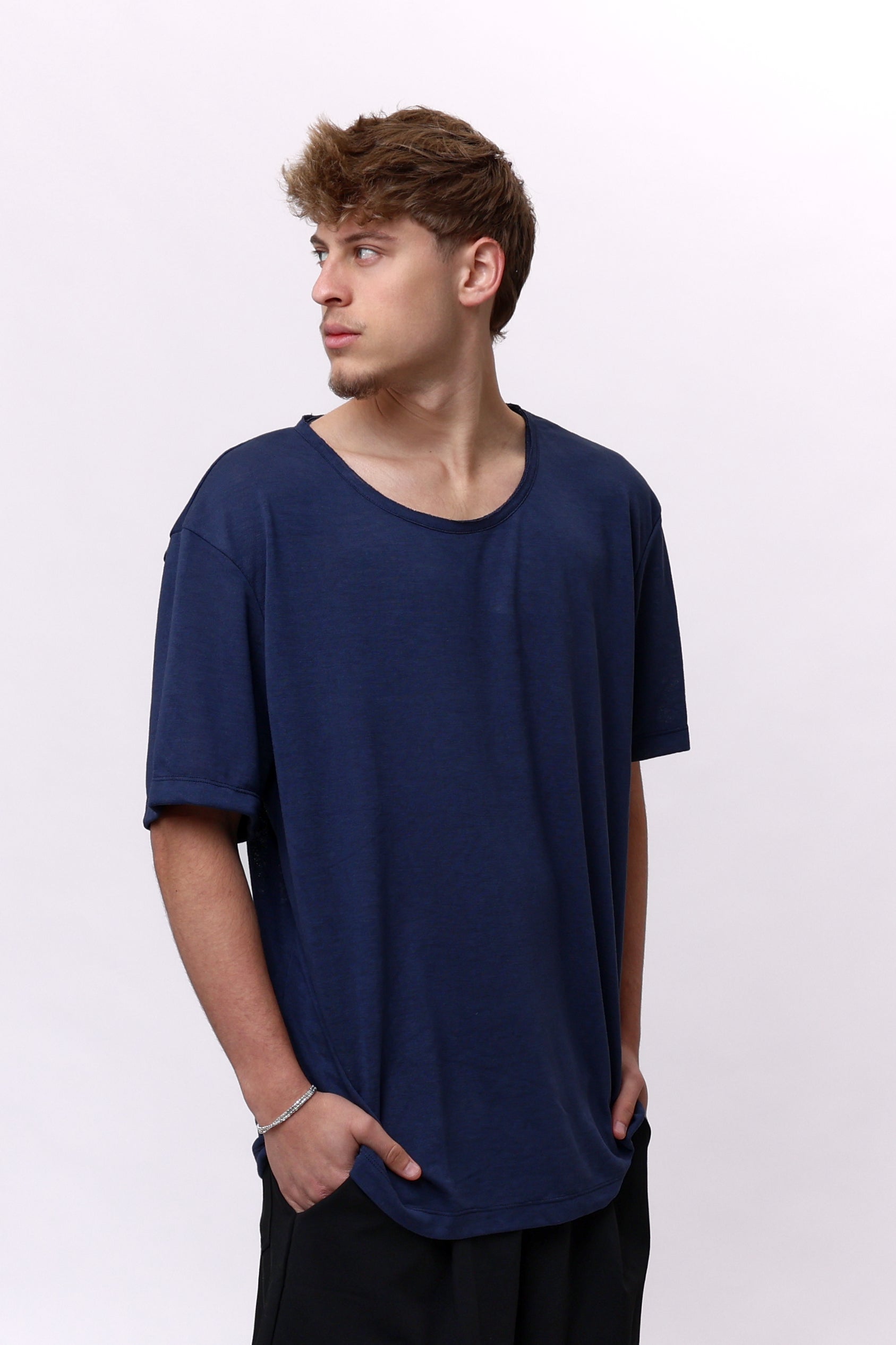 LINEN TEE - NAVY BLUE