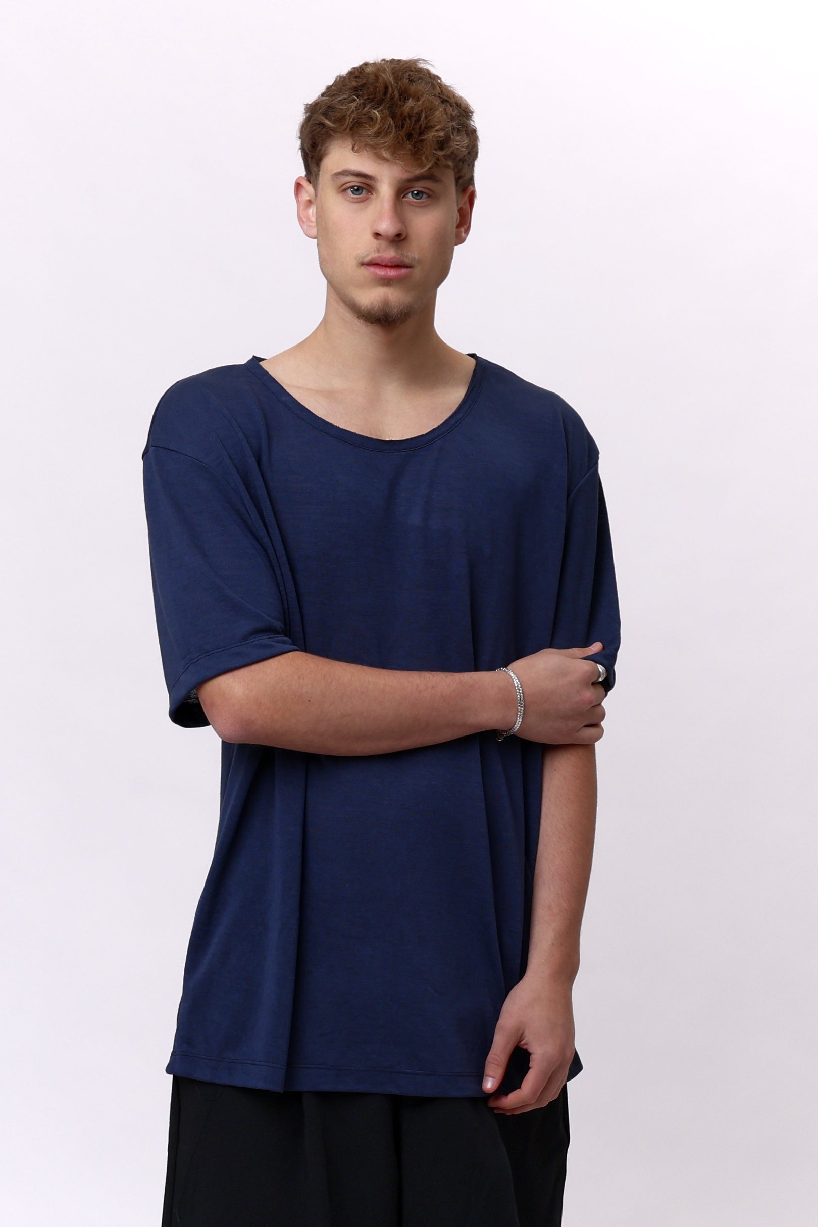 LINEN TEE - NAVY BLUE