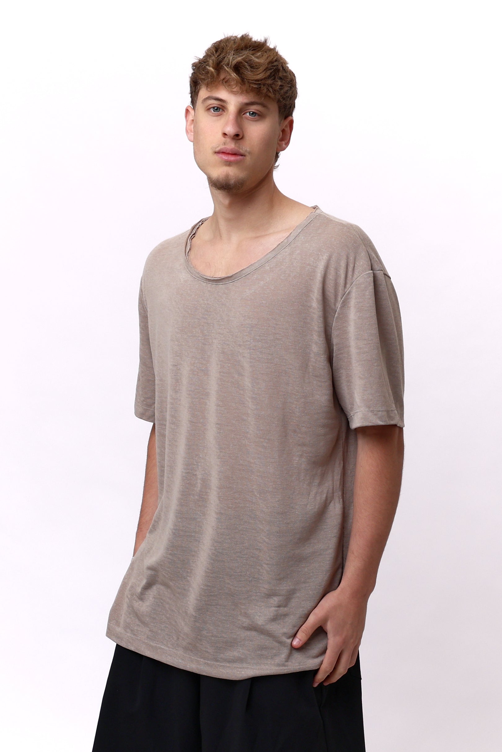 LINEN TEE - BEIGE