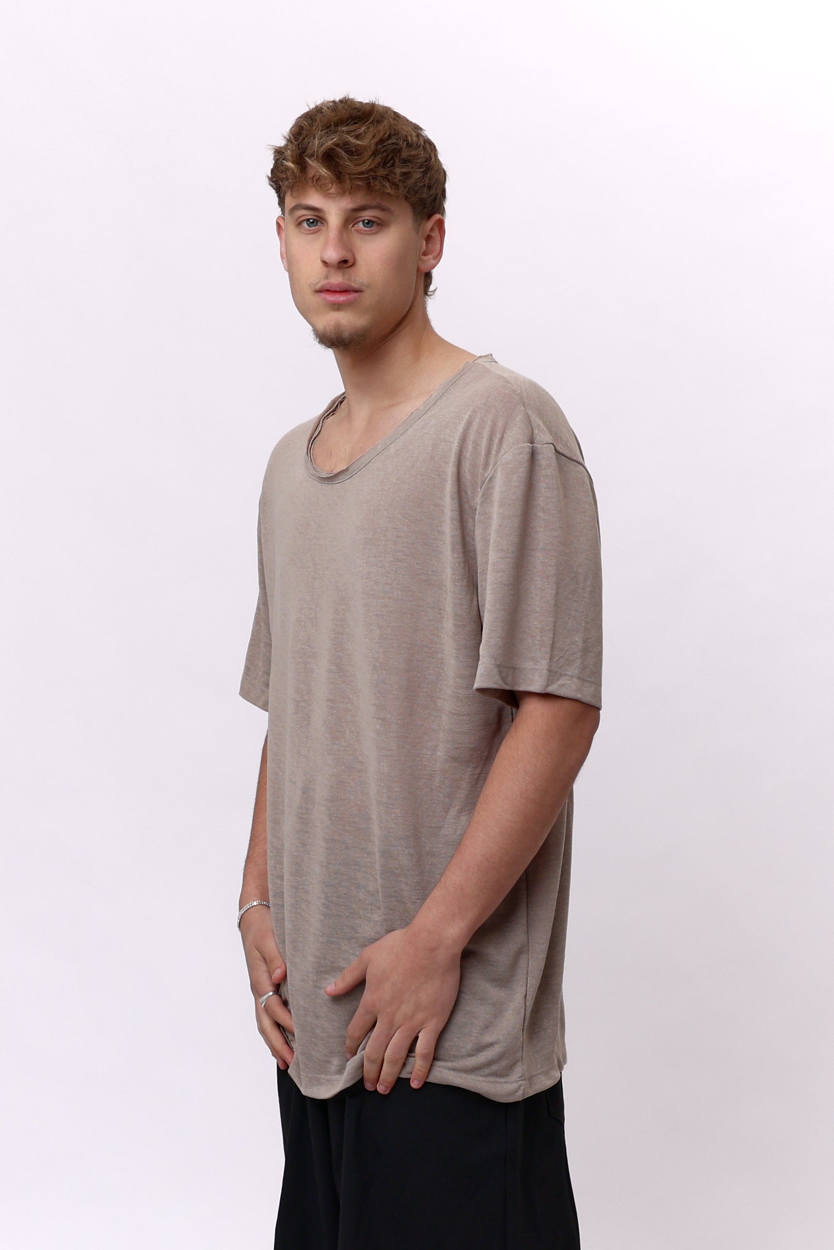 LINEN TEE - BEIGE