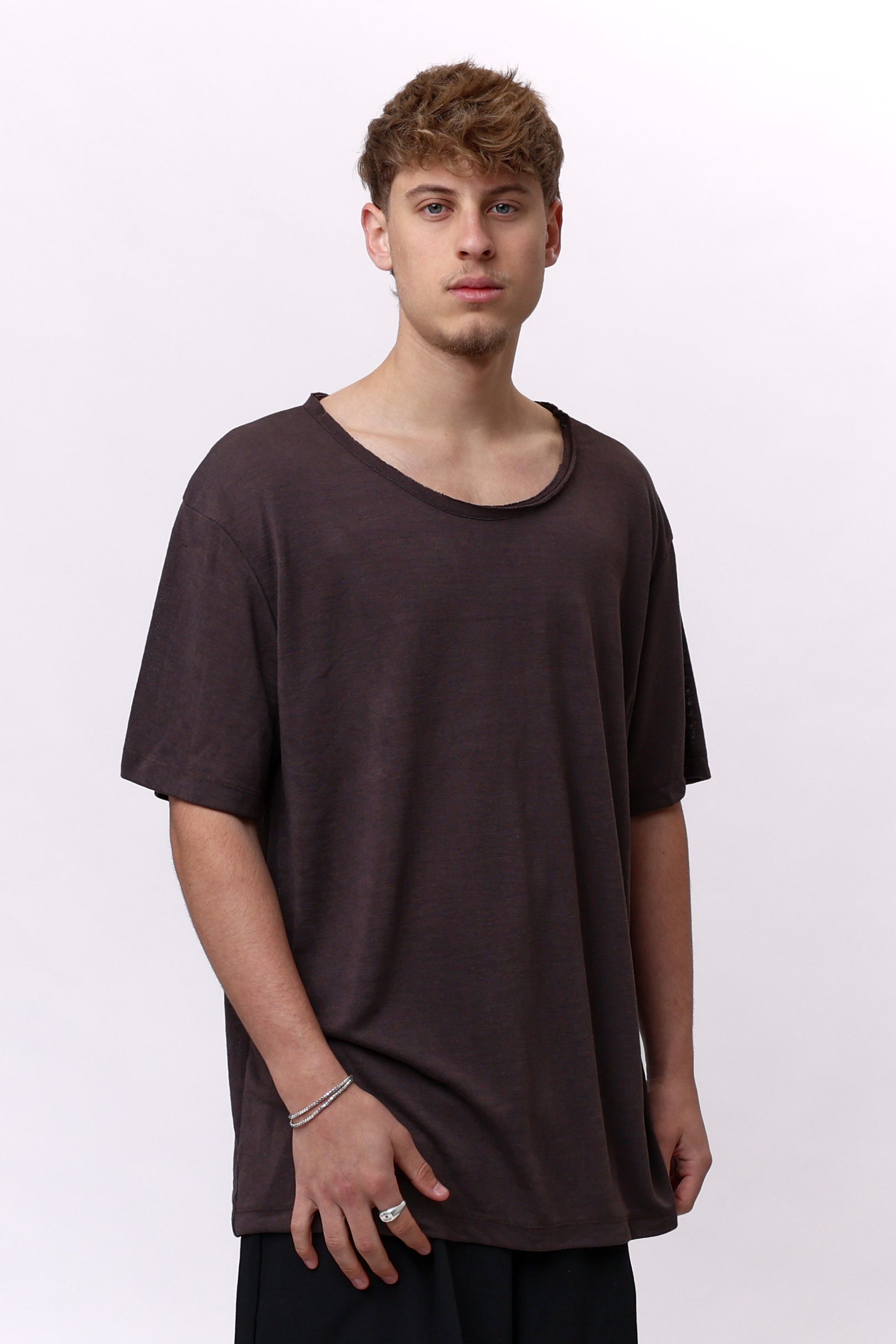 LINEN TEE - BROWN