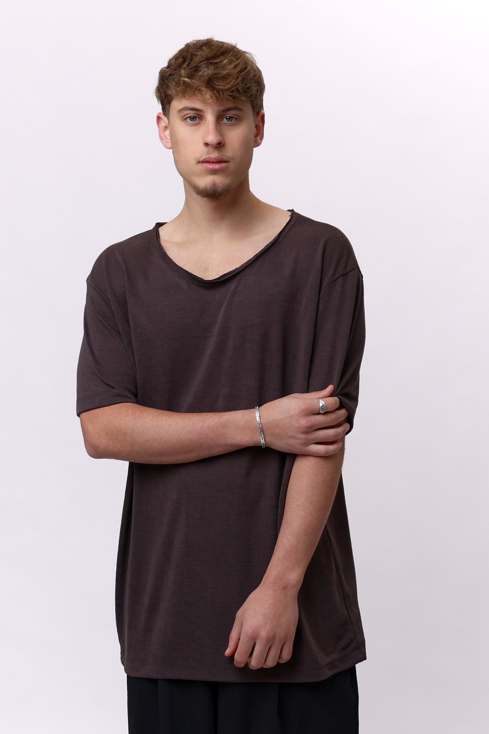 LINEN TEE - BROWN