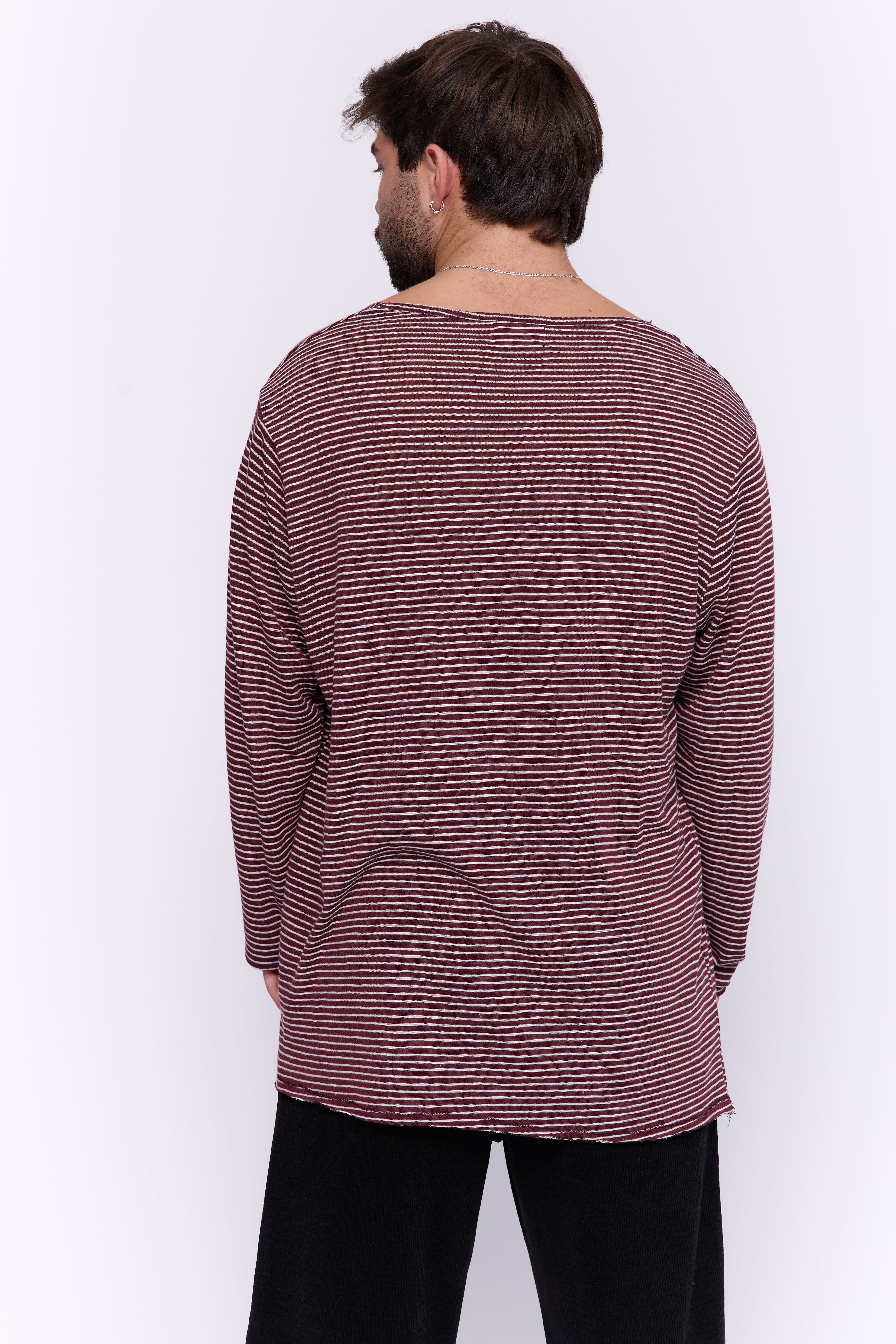 LINEN LONG - BORDEAUX & WHITE