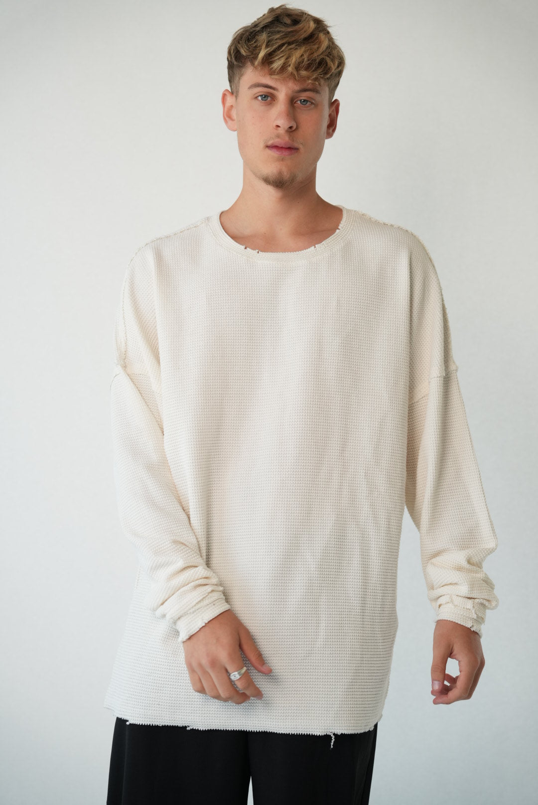 WAFFLE SWEAT - WHITE