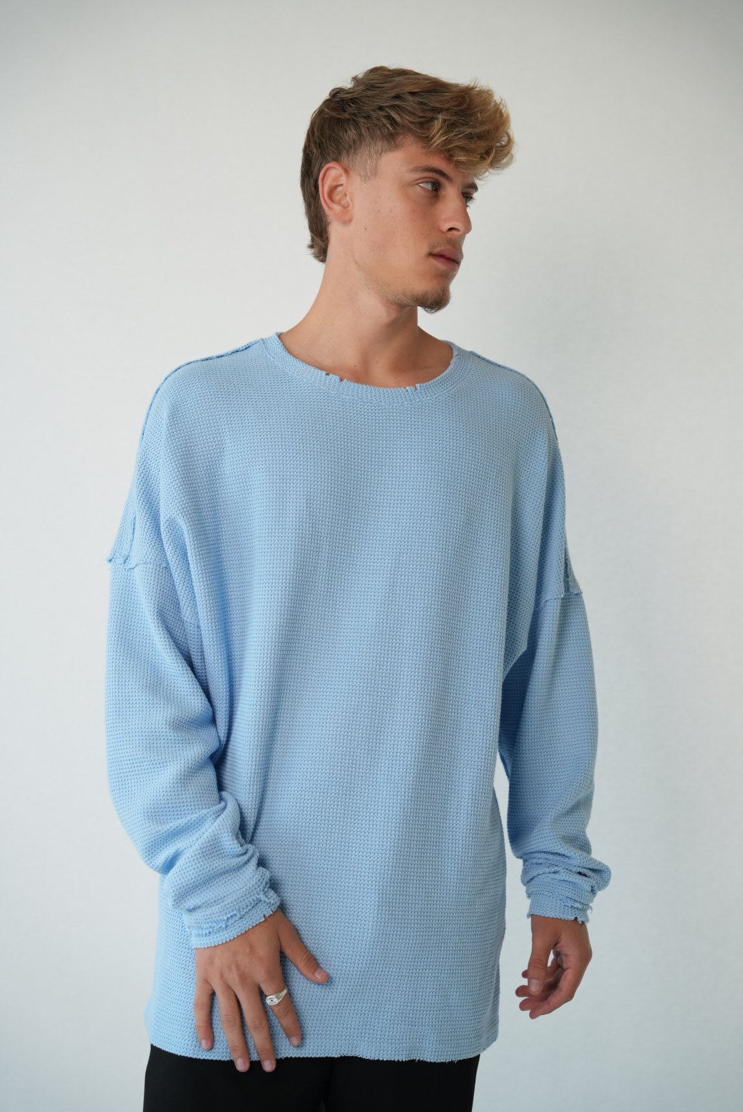 WAFFLE SWEAT - LIGHT BLUE